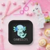 Kawaii Gamesolotl Axolotl Gamer Pappteller (Party)