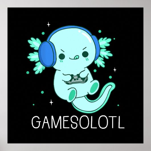 Kawaii Gamesolotl Axolotl Gamer Poster (Vorne)