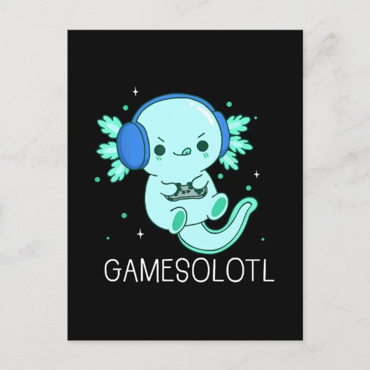 Kawaii Gamesolotl Axolotl Gamer Postkarte (Vorderseite)