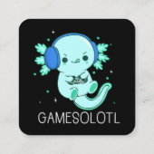 Kawaii Gamesolotl Axolotl Gamer Quadratische Visitenkarte (Rückseite)
