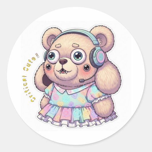 🎮🩷🩵KAWAII Gaming Rabbit ??Custom Message Runder Aufkleber (Vorderseite)