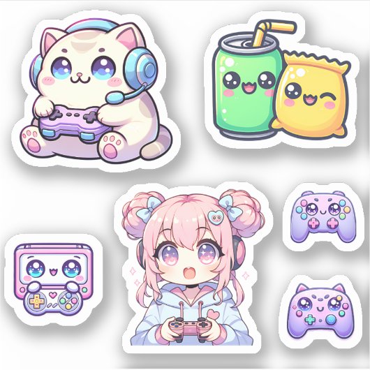Kawaii Gaming Sticker Pack (Vorderseite)