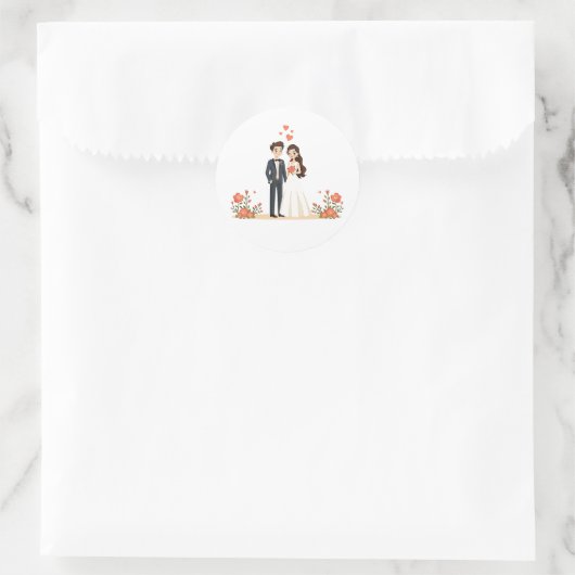 Kawaii Garden Wedding Scene Runder Aufkleber (Tasche)