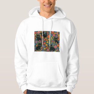 Kawaii-Gartenkunst   Süßes schwarzes Katzen-Blumen Hoodie