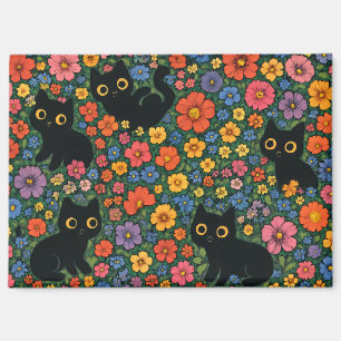 Kawaii-Gartenkunst Süßes schwarzes Katzen-Blumen Magnet