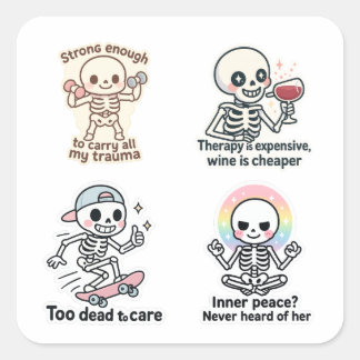Kawaii-Geister-Aufkleberbogen | Halloween-Aufklebe Quadratischer Aufkleber
