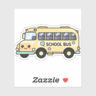 Kawaii Gelber Schulbus Lehrer Dankeschön Aufkleber