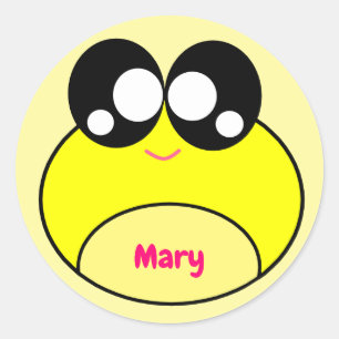 Kawaii-Gelbfrosch Niedlich Runder Aufkleber