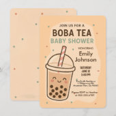 Kawaii Gender Neutral Pastel Boba Tea Baby Dusche Einladung (Vorne/Hinten)
