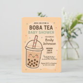 Kawaii Gender Neutral Pastel Boba Tea Baby Dusche Einladung (Stehend Vorderseite)