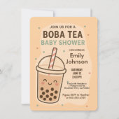 Kawaii Gender Neutral Pastel Boba Tea Baby Dusche Einladung (Vorderseite)