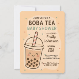 Kawaii Gender Neutral Pastel Boba Tea Baby Dusche Einladung