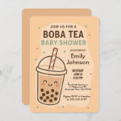 Kawaii Gender Neutral Pastel Boba Tea Baby Dusche Einladung (Vorne/Hinten)