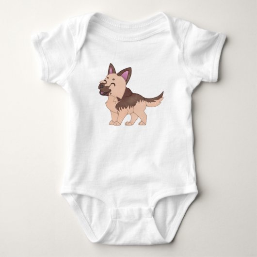 Kawaii German Shepherd Dog Baby Strampler (Vorderseite)