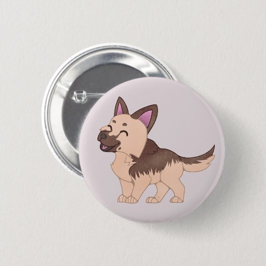 Kawaii German Shepherd Dog Button (Vorne & Hinten)
