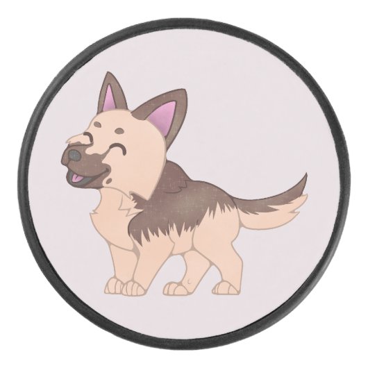 Kawaii German Shepherd Dog Eishockey Puck (Vorderseite)