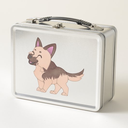 Kawaii German Shepherd Dog Metall Brotdose (Vorderseite)