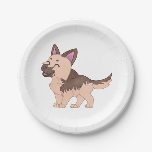 Kawaii German Shepherd Dog Pappteller (Vorderseite)