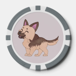 Kawaii German Shepherd Dog Pokerchips