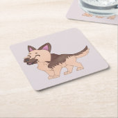 Kawaii German Shepherd Dog Rechteckiger Pappuntersetzer (angewinkelt)