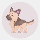 Kawaii German Shepherd Dog Runder Aufkleber (Vorderseite)