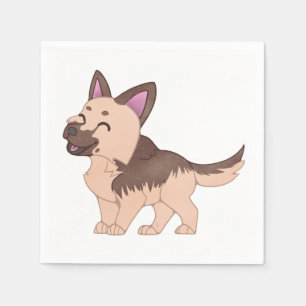 Kawaii German Shepherd Dog Serviette