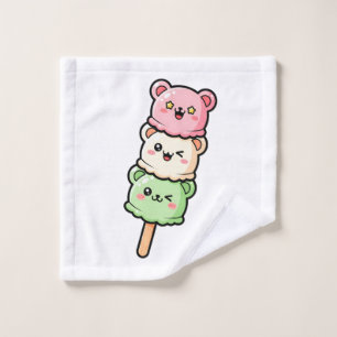 Kawaii-gestapelte-Bär-Eiscreme-Illustration Waschlappen
