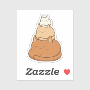 Kawaii gestapelte schlafende Katzen Illustration Aufkleber