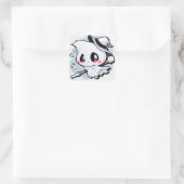 Kawaii Ghost 01 Quadratischer Aufkleber (Tasche)