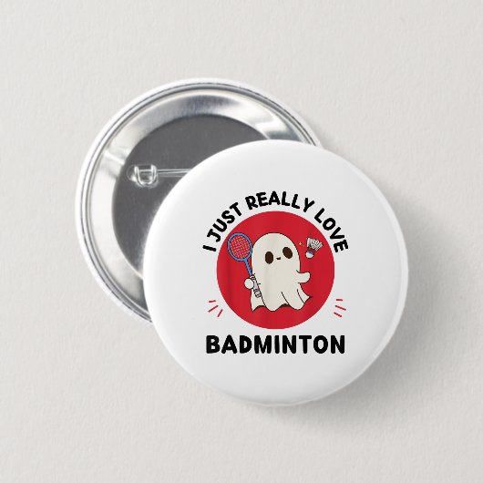 Kawaii Ghost Badminton Lover I gerade wirklich Lie Button (Vorne & Hinten)