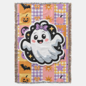 Kawaii Ghost Blanket - Niedlicher Patchwork Cartoo Decke (Vorderseite Vertikal)