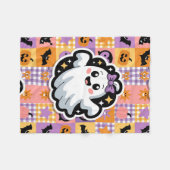 Kawaii Ghost Blanket - Niedlicher Patchwork Cartoo Fleecedecke (Vorderseite (Horizontal))
