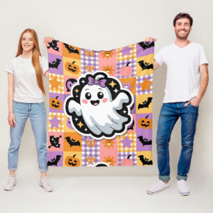 Kawaii Ghost Blanket - Niedlicher Patchwork Cartoo Fleecedecke