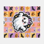 Kawaii Ghost Blanket - Niedlicher Patchwork Cartoo Fleecedecke (Vorderseite (Horizontal))