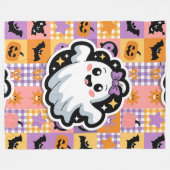 Kawaii Ghost Blanket - Niedlicher Patchwork Cartoo Fleecedecke (Vorderseite (Horizontal))