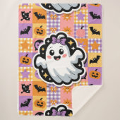 Kawaii Ghost Blanket - Niedlicher Patchwork Cartoo Sherpadecke (Vorderseite)