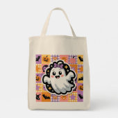 Kawaii Ghost Blanket - Niedlicher Patchwork Cartoo Tragetasche (Rückseite)