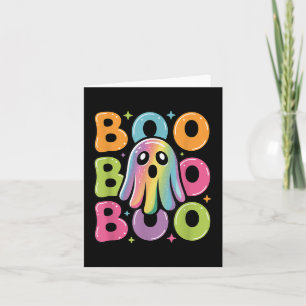 Kawaii Ghost Boo mit Glitzern Halloween farbenfroh Karte