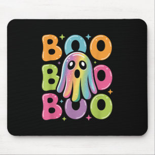 Kawaii Ghost Boo mit Glitzern Halloween farbenfroh Mousepad