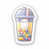Kawaii Ghost Bubble Tea Sticker - Niedlich Tiny Gh (Vorderseite)