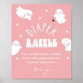 Kawaii Ghost Diaper Raffle Baby Shower Game Sign Poster (Vorne)