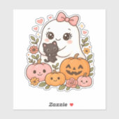 Kawaii Ghost Halloween Black Cat Pumpkin Fall Spoo Aufkleber (Blatt)