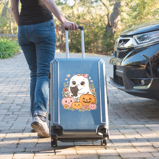 Kawaii Ghost Halloween Black Cat Pumpkin Fall Spoo Aufkleber (Koffer Insitu)