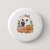 Kawaii Ghost Halloween Black Cat Pumpkin Fall Spoo Button (Vorderseite)
