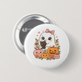 Kawaii Ghost Halloween Black Cat Pumpkin Fall Spoo Button (Vorne & Hinten)