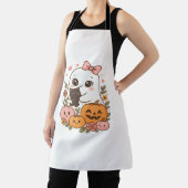 Kawaii Ghost Halloween Black Cat Pumpkin Fall Spoo Schürze (InSitu)