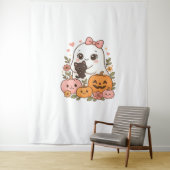 Kawaii Ghost Halloween Black Cat Pumpkin Fall Spoo Wandteppich (Beispiel)