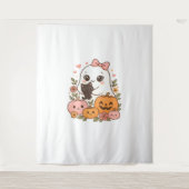 Kawaii Ghost Halloween Black Cat Pumpkin Fall Spoo Wandteppich (Vorderseite)