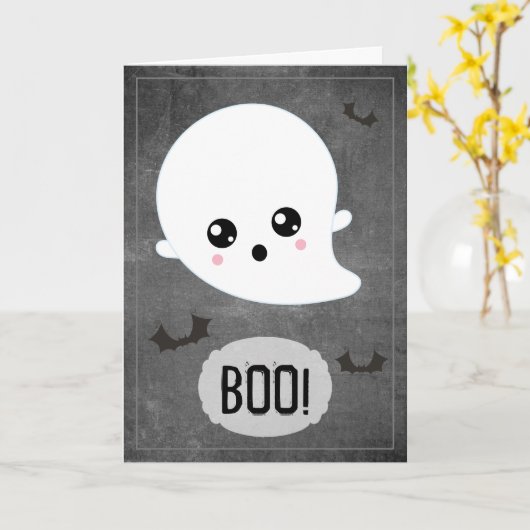 Kawaii Ghost Halloween Karte (Gelbe Blume)