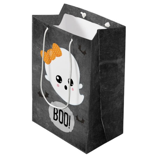 Kawaii Ghost Halloween Mittlere Geschenktüte (Vorderseite Schrägansicht)